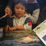 Elmer reading in the Yamparaez library