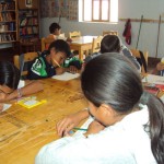 kids in library Kids participate in a drawing contest in the Villa Serrano library