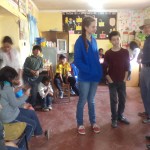 Taylor Family working with children in the library Yamparáez