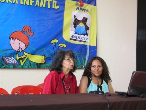 Maritza with renowned children's author, and organiser of the conference, Gaby Vallejo